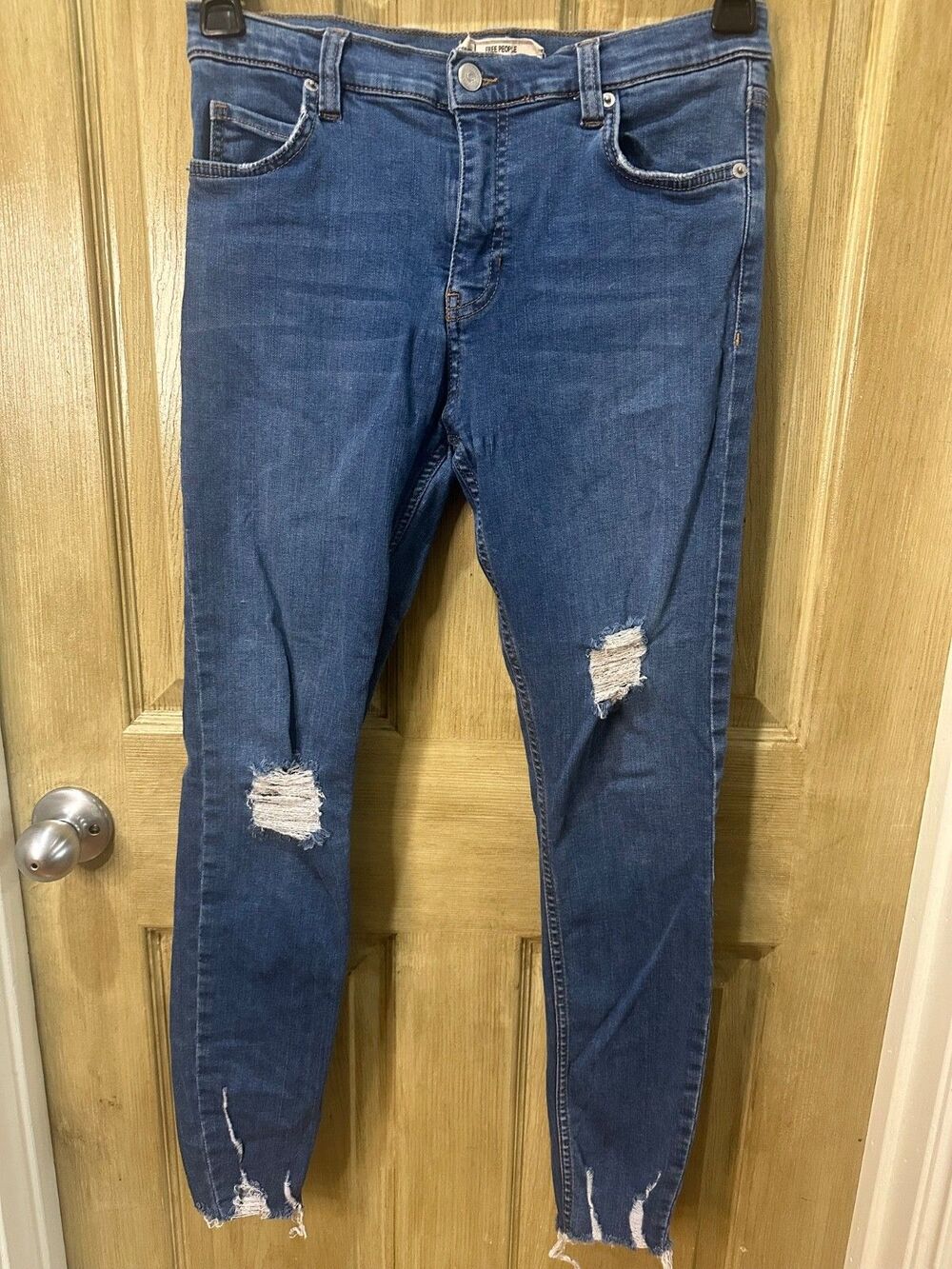 Free People Jeans Distressed Denim Raw Hem Size W 27